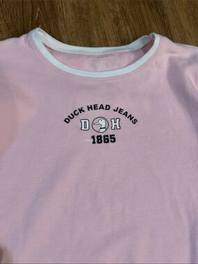 Duck Head Pink Tee with White Trim and Logo